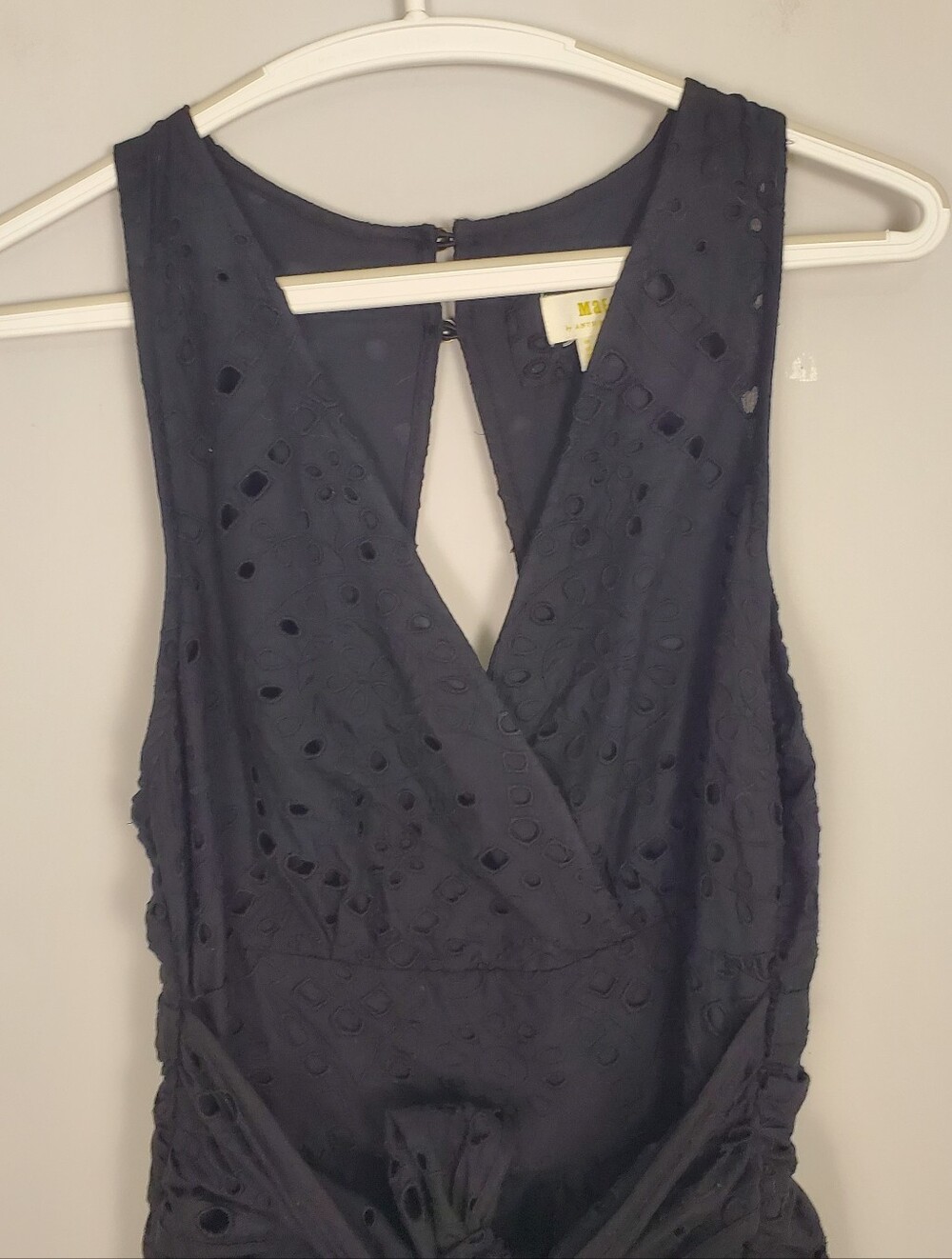 Maeve by Anthropologie Eyelet Wrap Midi Dress Size 6 NWT Black New - Picture 10 of 15